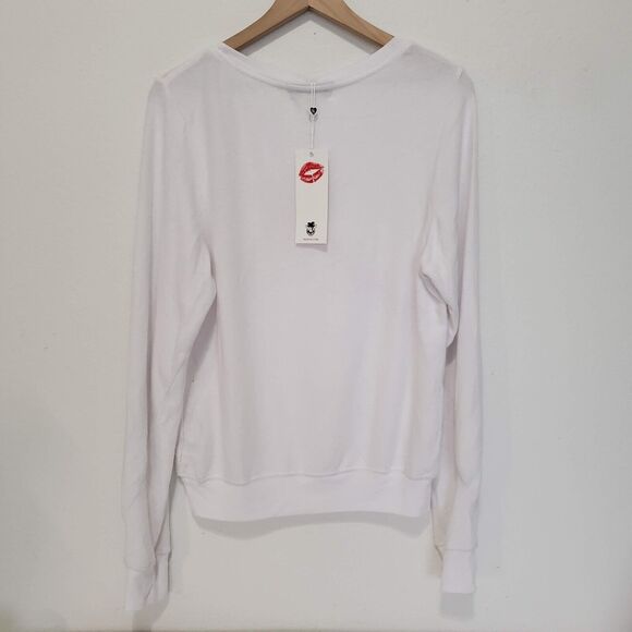 NEW!! Wildfox SIZE S Gift Wrapped Bow White Lightweight Sweater Sweatshirt Top - Picture 10 of 12
